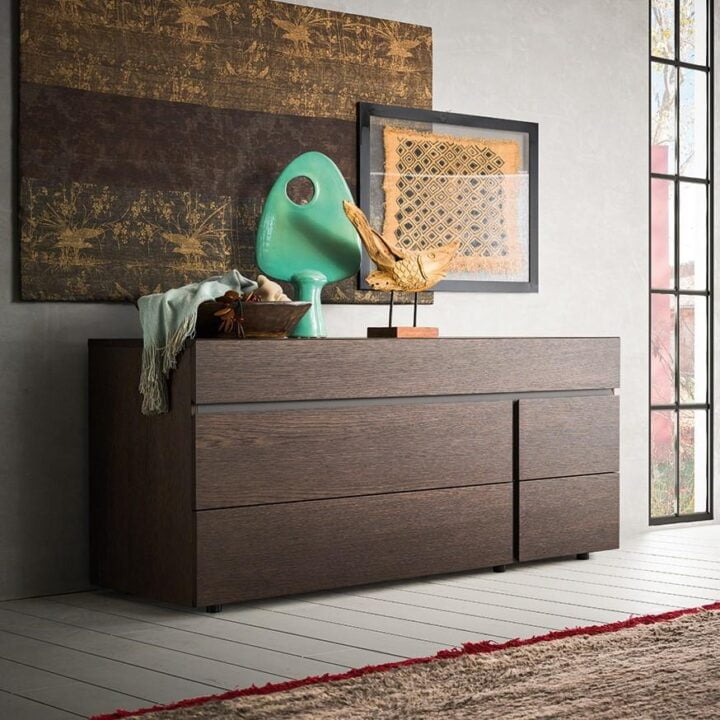 Twice - rectangular veneer chest of drawers with integrated handles | ALF Dafre