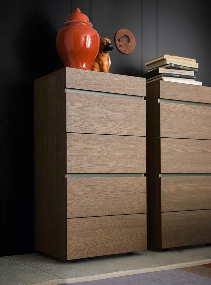 Twice - rectangular veneer chest of drawers with integrated handles | ALF Dafre