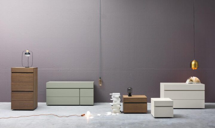 Twice - rectangular veneer chest of drawers with integrated handles | ALF Dafre