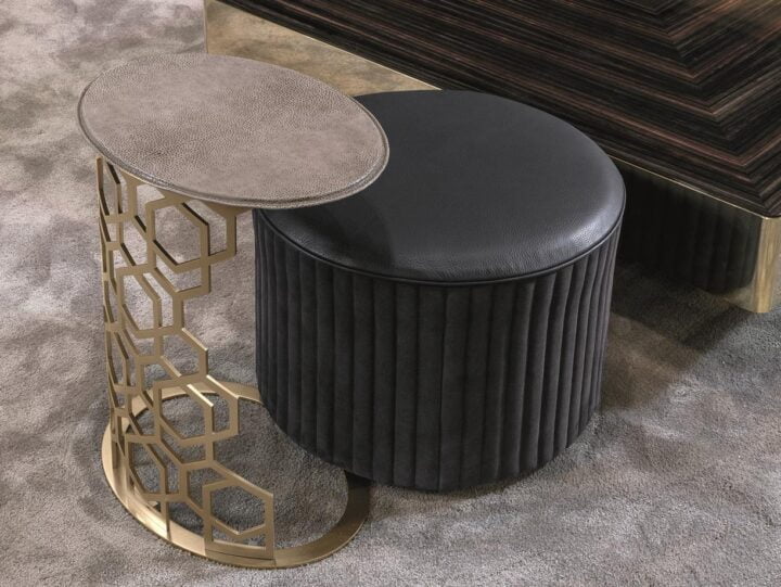 Felix - round velvet pouf | Longhi