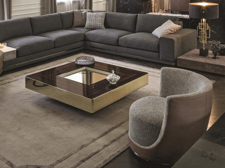 Lord - square leather coffee table | Longhi