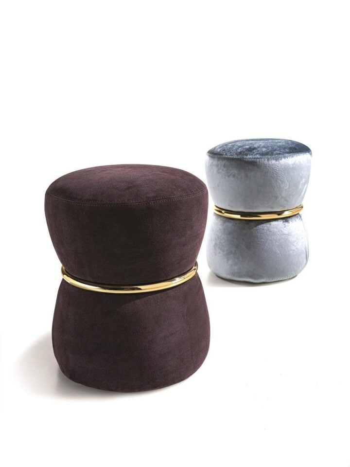 River - round nabuk pouf | Longhi